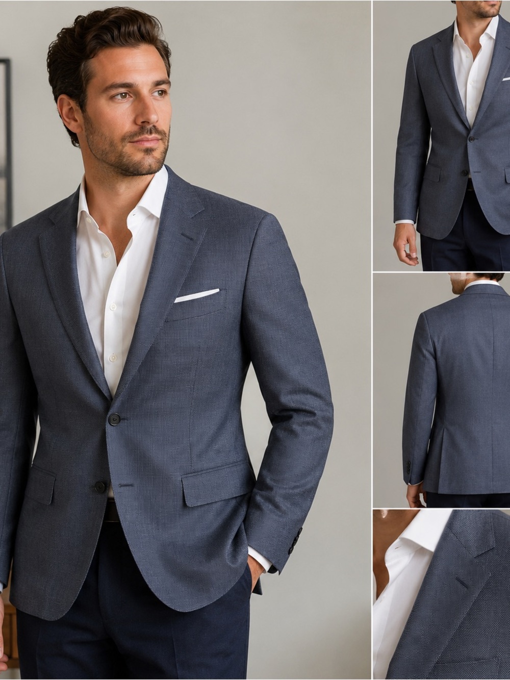 NEW Calvin Klein Mens Navy Wool Lapel Sport Coat Blazer Suit Stretch Sz 42 L